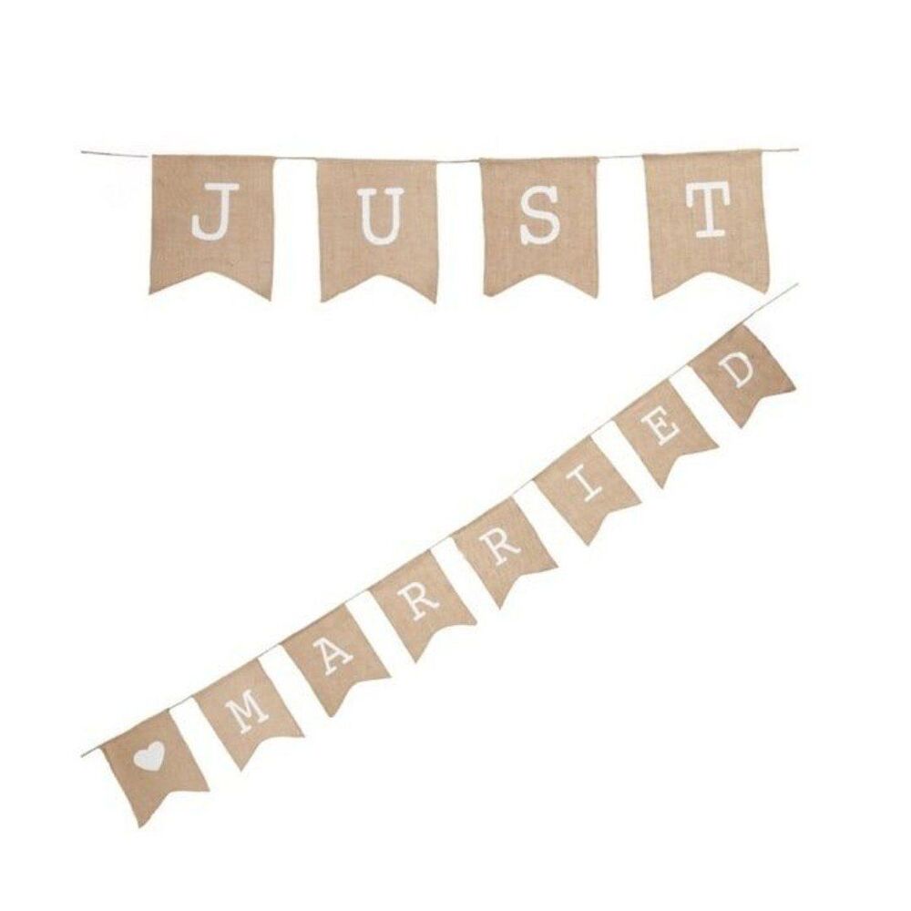 Ginger Ray Hessian Burlap “Just Married” Hanging Banner Garland